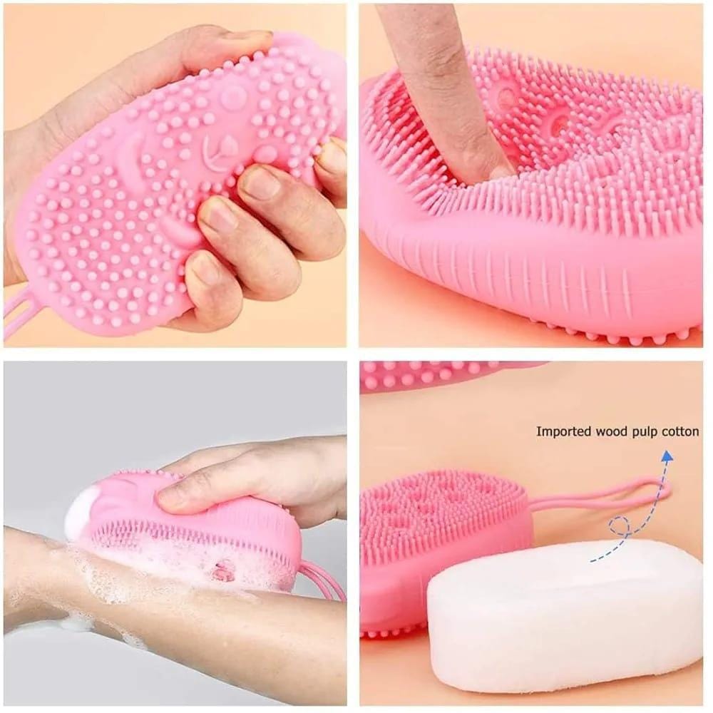 Silicone Body Scrubber with Wood Pulp Sponge