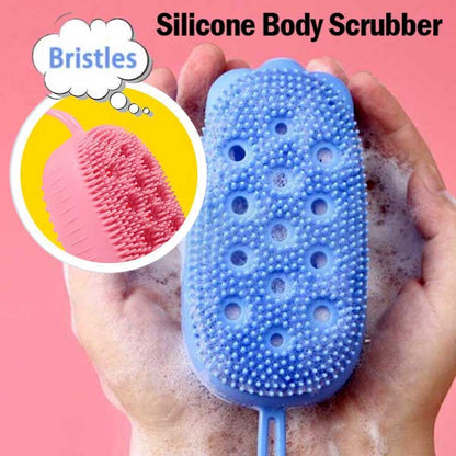 Silicone Body Scrubber with Wood Pulp Sponge