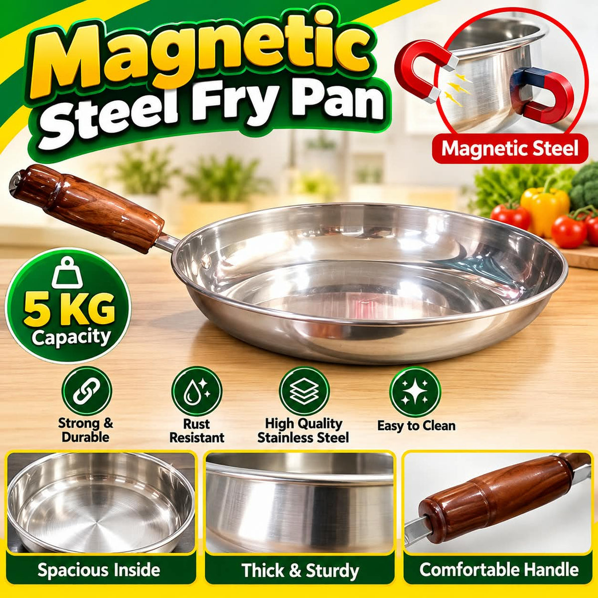 Magnetic Steel Fry Pan