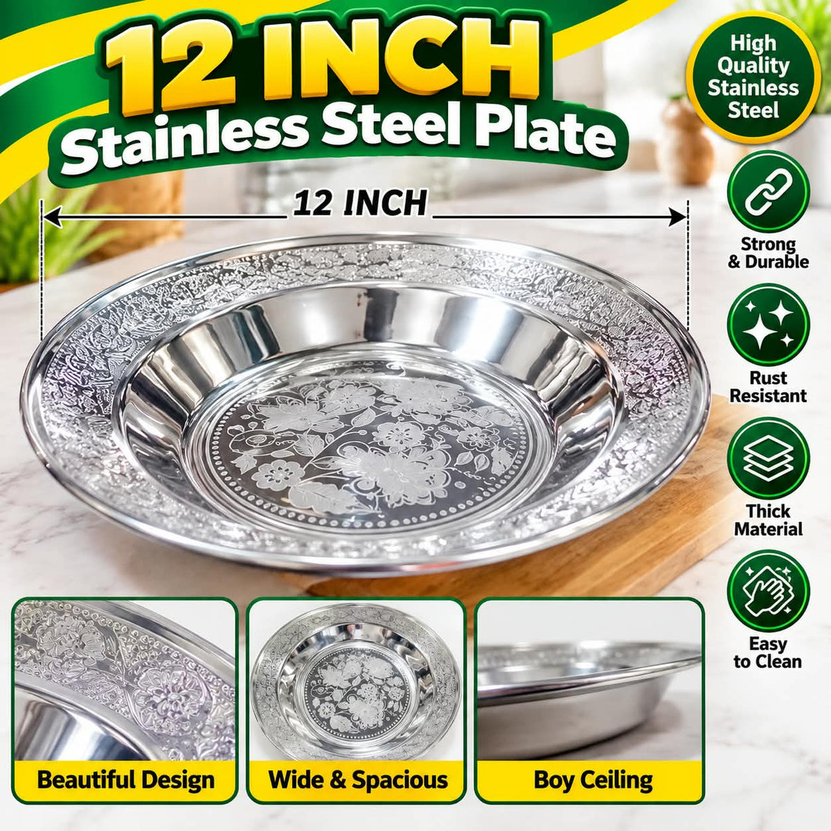 12 Inch Stainless Steel Plate