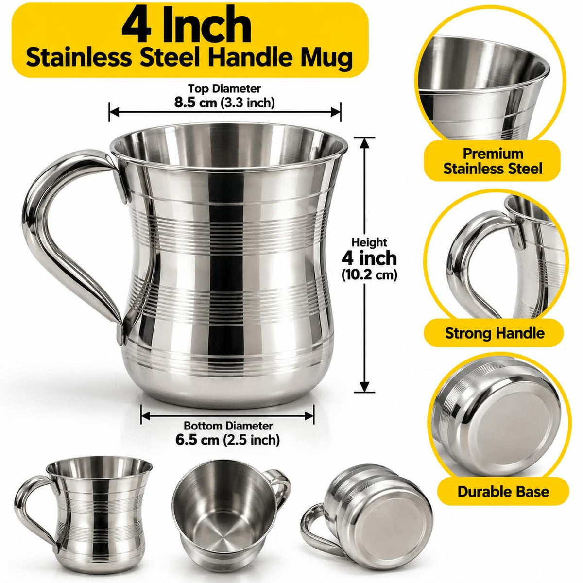 4 Inch Stainless Steel Handle Mug