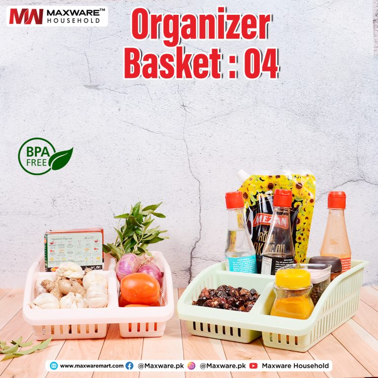 Maxware Organizer Basket 04 - BPA Free Multi-Compartment (4 Sections)
