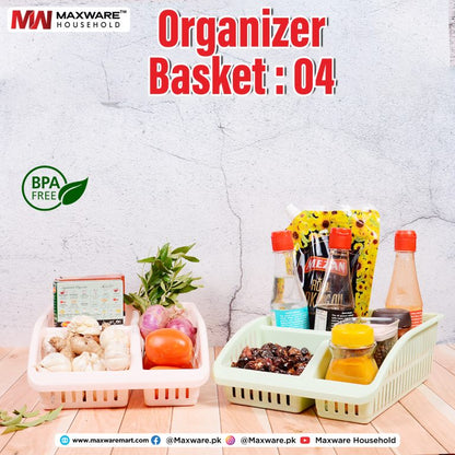 Maxware Organizer Basket 04 - BPA Free Multi-Compartment (4 Sections)