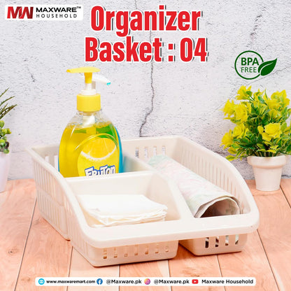 Maxware Organizer Basket 04 - BPA Free Multi-Compartment (4 Sections)