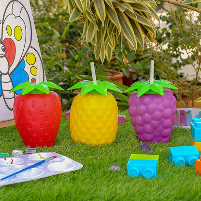 Fruit Shape Sipper Cup with Straw - Kids Drinking Cup (Strawberry / Pineapple / Grape)