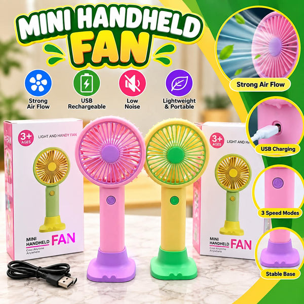 Mini Handheld Fan – USB Rechargeable with 3 Speed Modes
