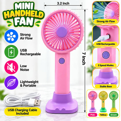 Mini Handheld Fan – USB Rechargeable with 3 Speed Modes