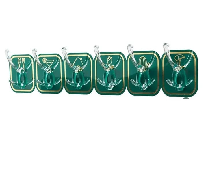 Self-Adhesive Wall Hooks – No Drill, Waterproof, Pack of 6