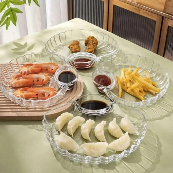 Pluto Sea Shell Dumpling Plate with Dip Bowl – Food Safe Serving Plate