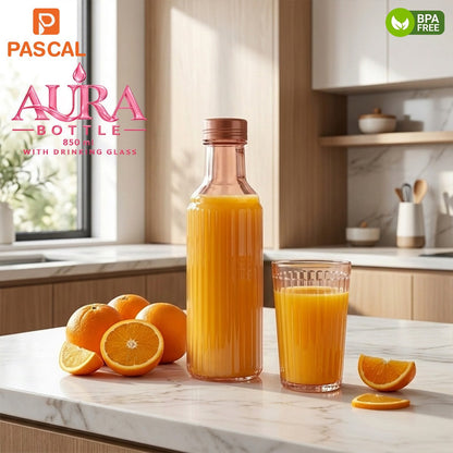 Pascal Aura Bottle 850ml with Drinking Glass – BPA Free