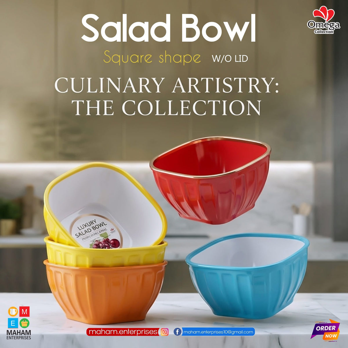 Omega Square Salad Bowl