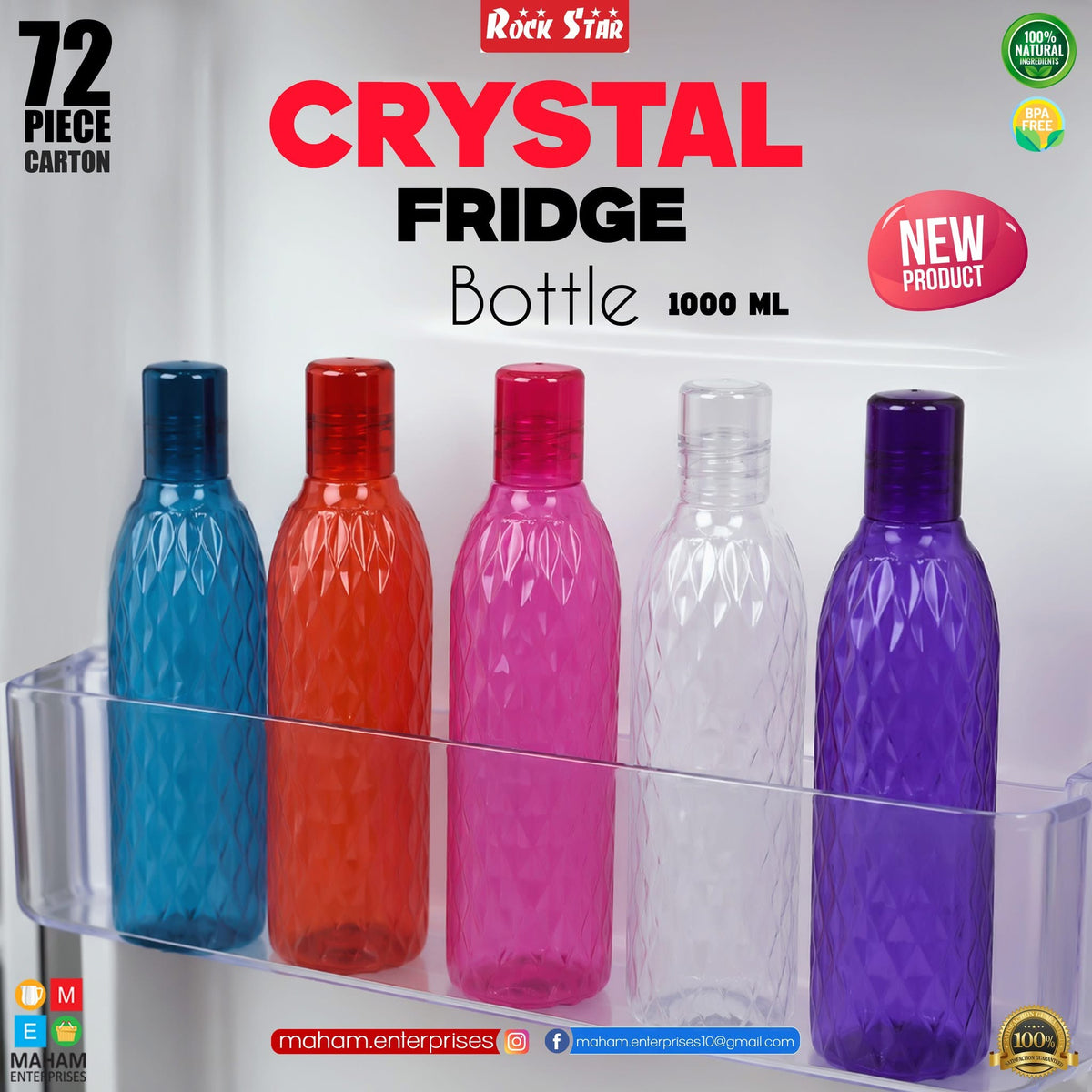 Rock Star Crystal Fridge Bottle – 1000 ml