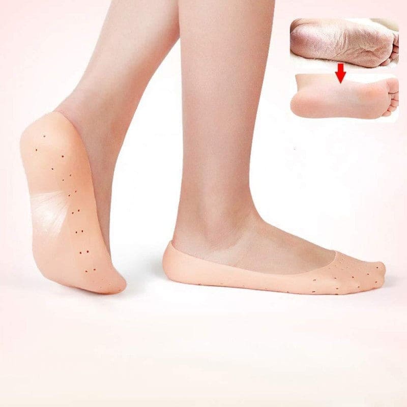 Beige Silicone No-Show Socks