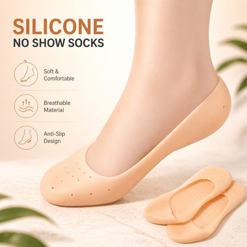 Beige Silicone No-Show Socks