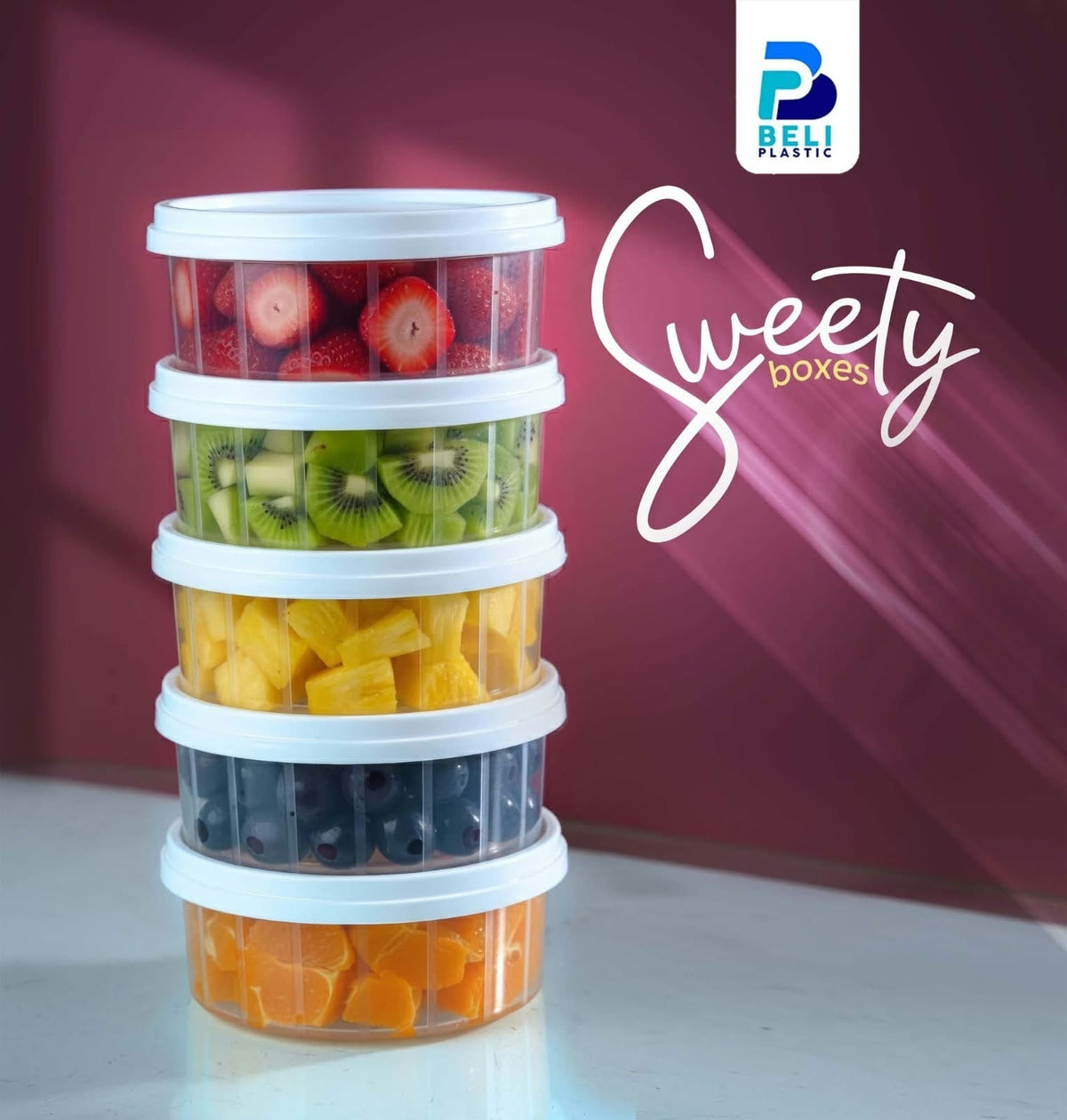 Beli Plastic Sweety Round Food Storage Boxes