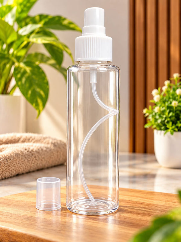 Clear Spray Bottle with White Pump & Cap 200 ml