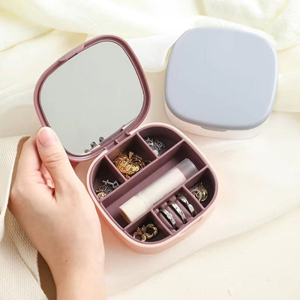Travel Jewellery Organiser Box with Mirror – 10 cm