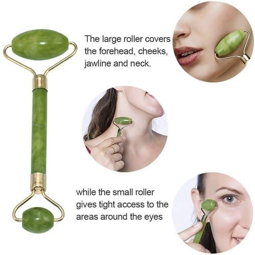 Jade Roller Face Massager – Double-Ended Natural Stone Facial Roller for Skin Tightening & Glow