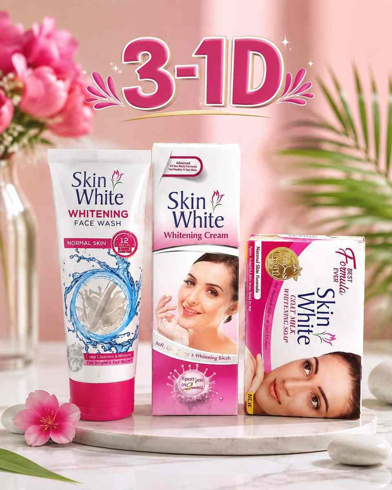 Skin White 3-in-1 Whitening Kit – Face Wash, Whitening Cream & Goat Milk Soap