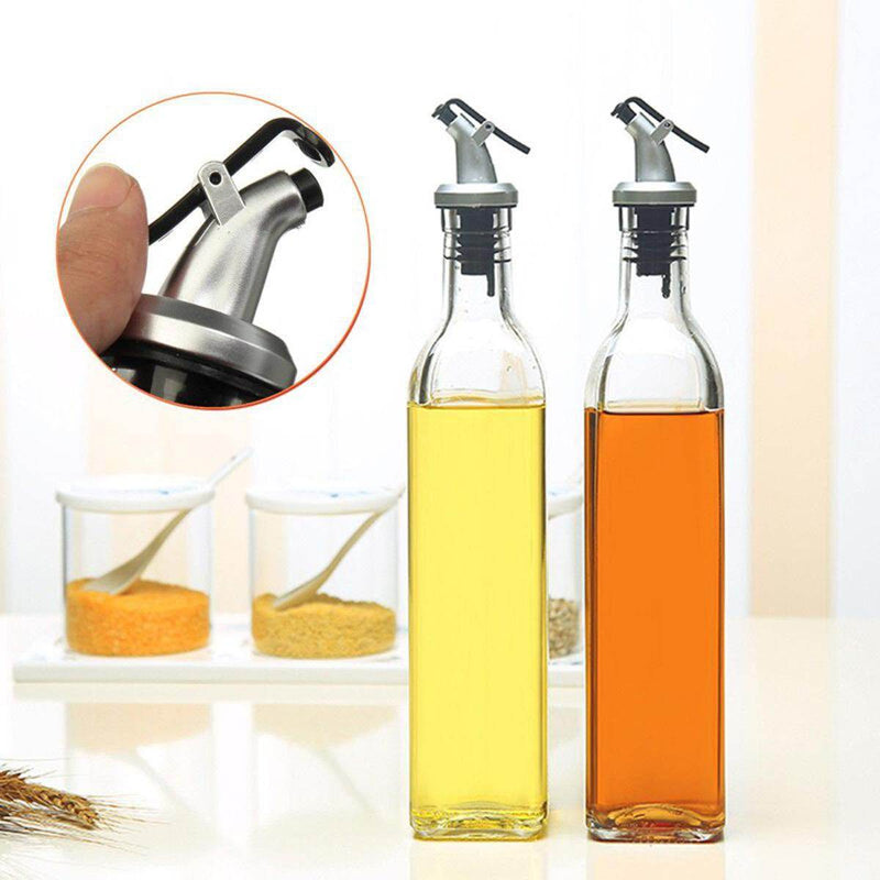 Glass Oil & Vinegar Dispenser Bottle with Stainless Steel Stopper - 500ml