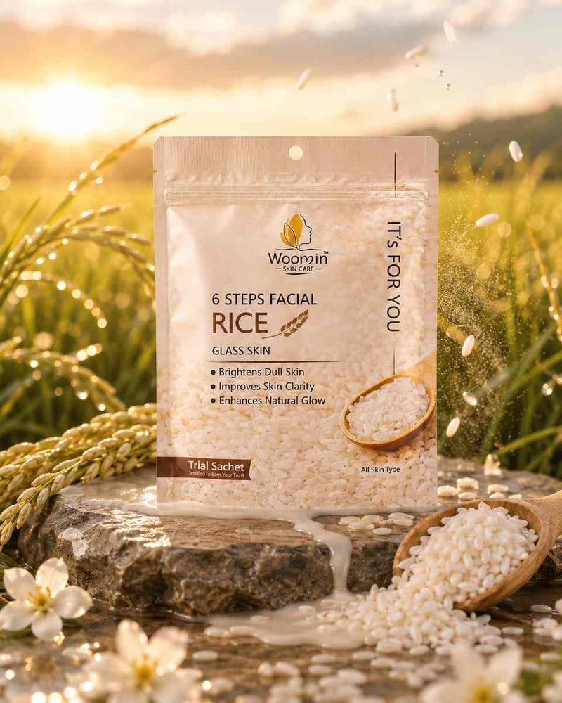 Woomin 6 Steps Facial Rice Glass Skin – Trial Sachet (All Skin Types)