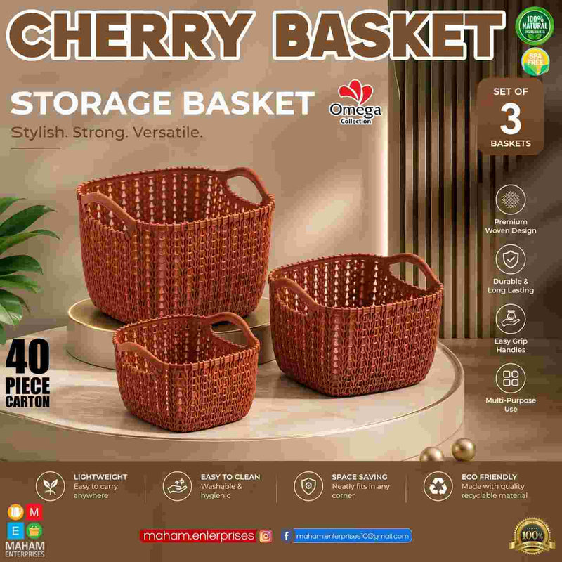 Cherry Basket – Storage Basket Set of 3 | Omega Collection
