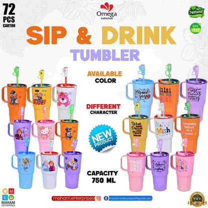 Sip & Drink Tumbler 750ml – BPA Free | Omega Collection (Multiple Colors & Characters)