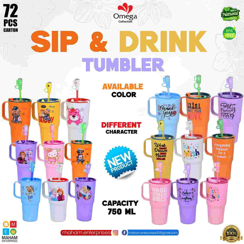 Sip & Drink Tumbler 750ml – BPA Free | Omega Collection (Multiple Colors & Characters)