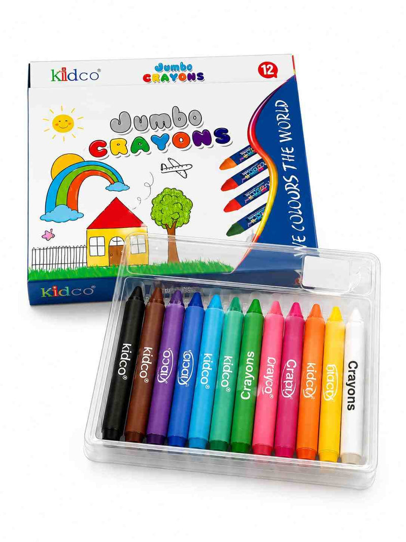 Kidco Jumbo Crayons - 12 Colors Set for Kids