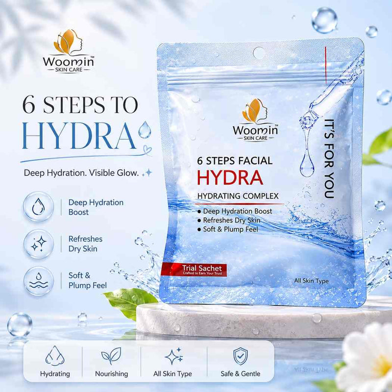 Woomin 6 Steps Facial Hydra Hydrating Complex - Trial Sachet | All Skin Types by