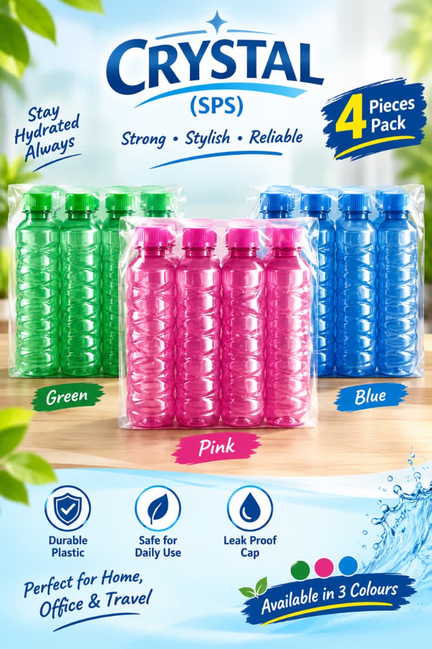 Crystal (SPS) Plastic Water Bottles – 4-Piece Pack