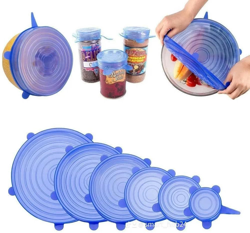 6-Piece Stretch Lid Set – Blue