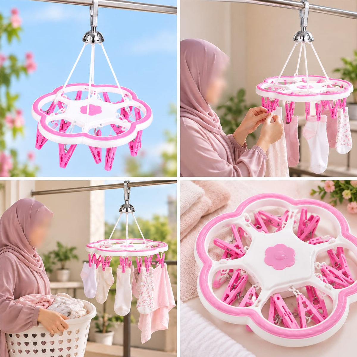 Hanging Clothes Drying Rack with Clips