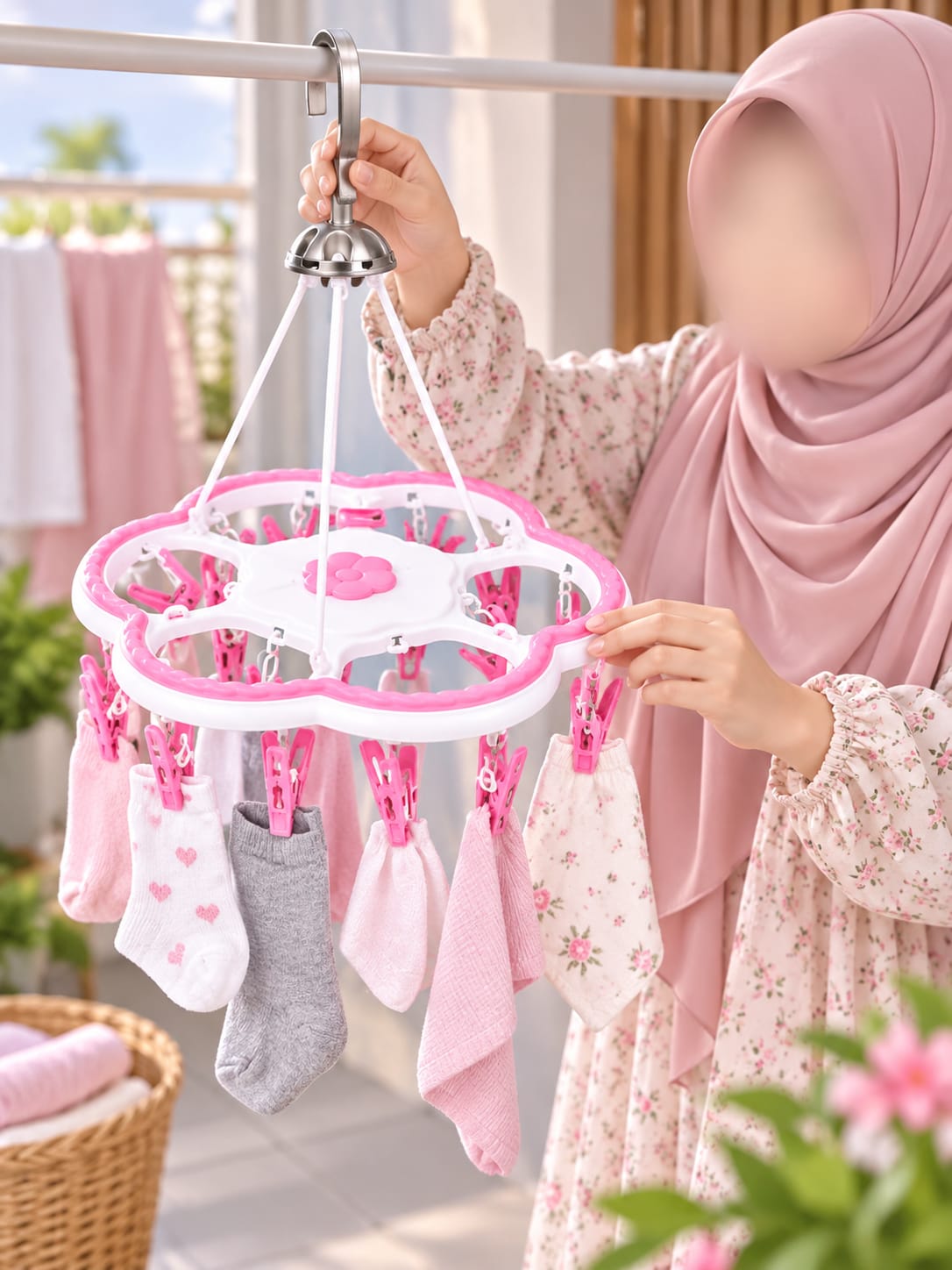 Hanging Clothes Drying Rack with Clips