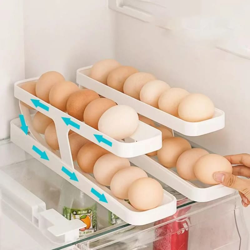Auto-Rolling Egg Holder for Fridge