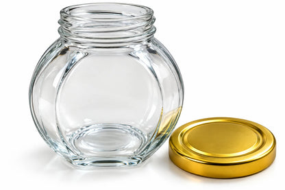 Round Clear Storage Jar with Gold-Coloured Lid