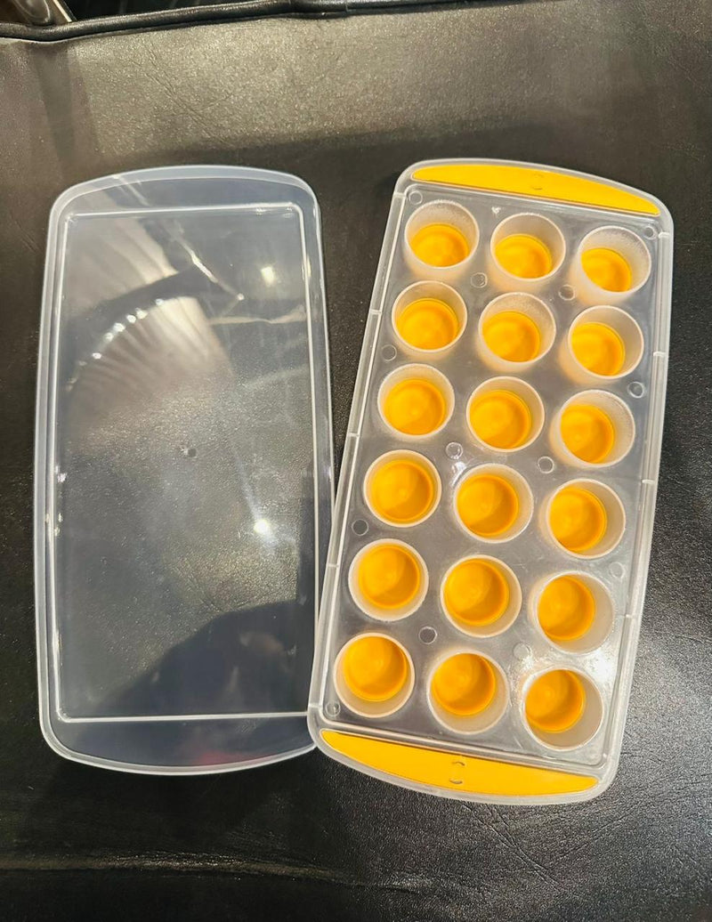 Ice Cube Tray with Lid – 18 Round Cavities