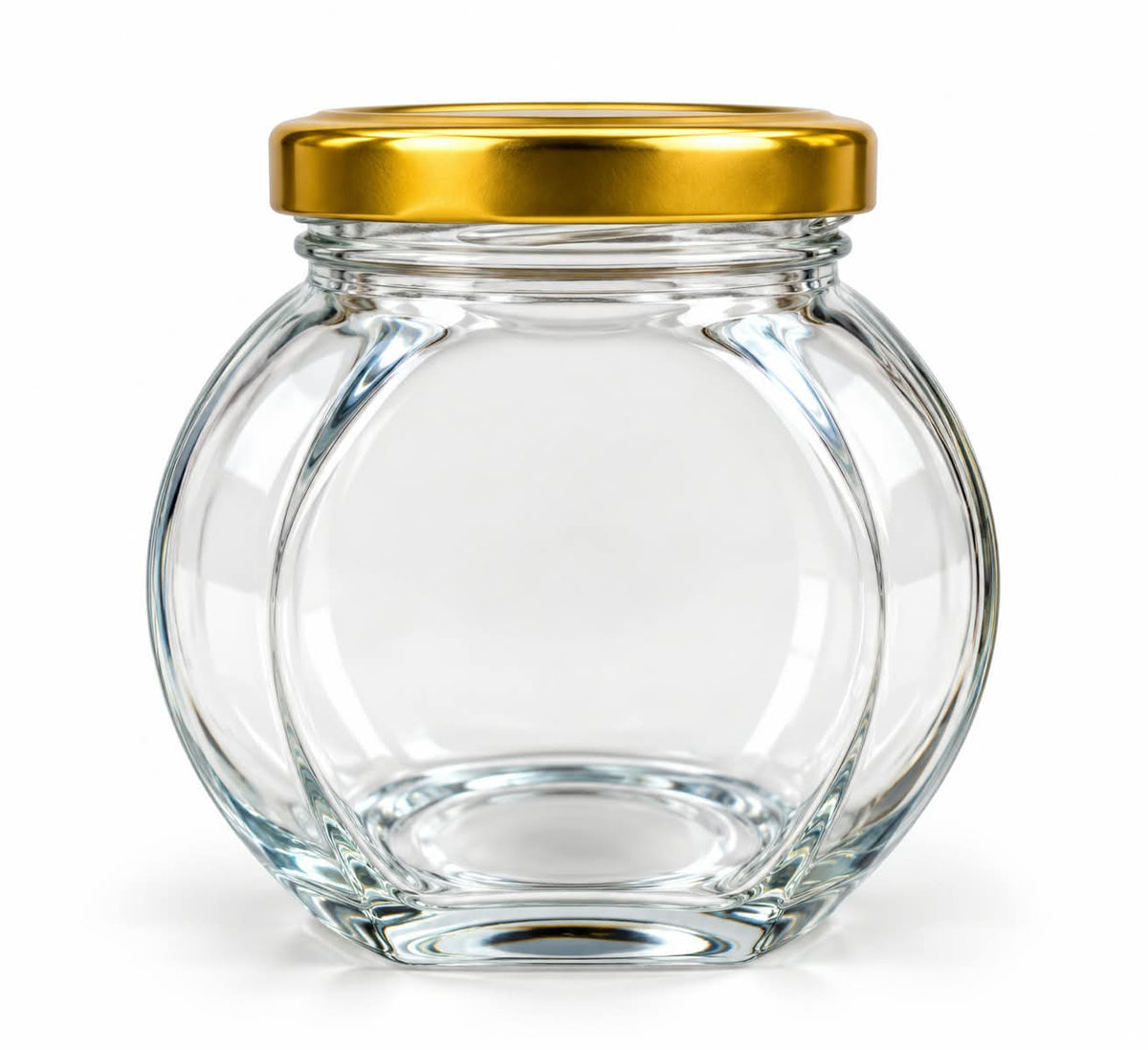 Round Clear Storage Jar with Gold-Coloured Lid
