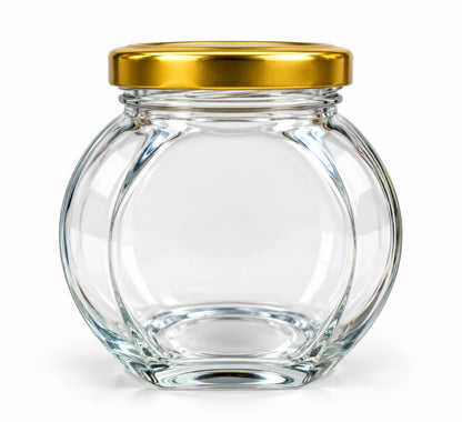 Round Clear Storage Jar with Gold-Coloured Lid