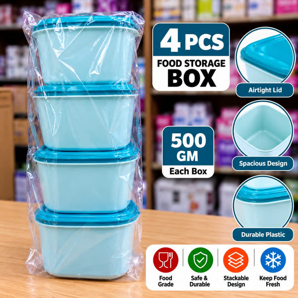 4-Piece Food Storage Box Set with Lids – Blue