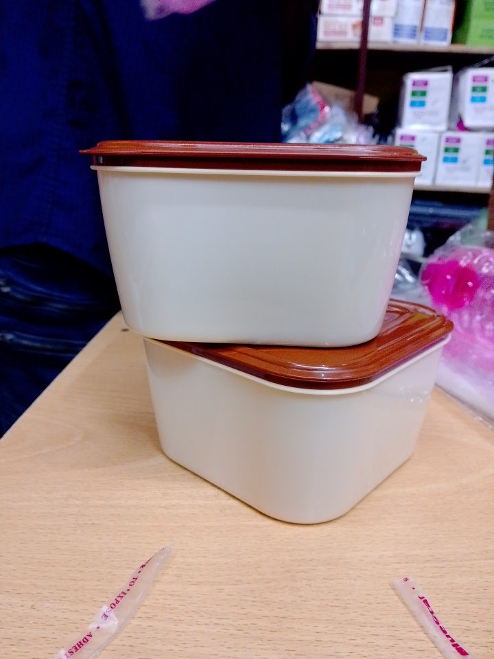 2-Piece Food Storage Box Set with Lids – Cream & Brown