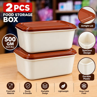 2-Piece Food Storage Box Set with Lids – Cream & Brown