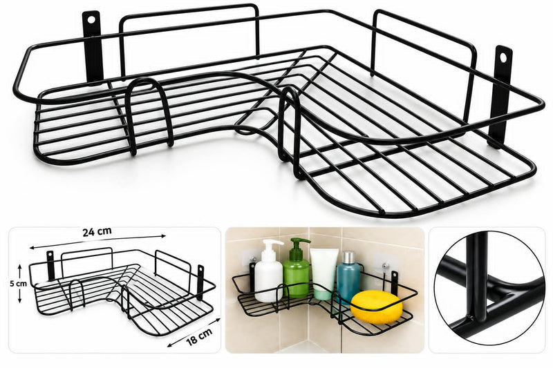 Black Wall-Mounted Corner Storage Rack
