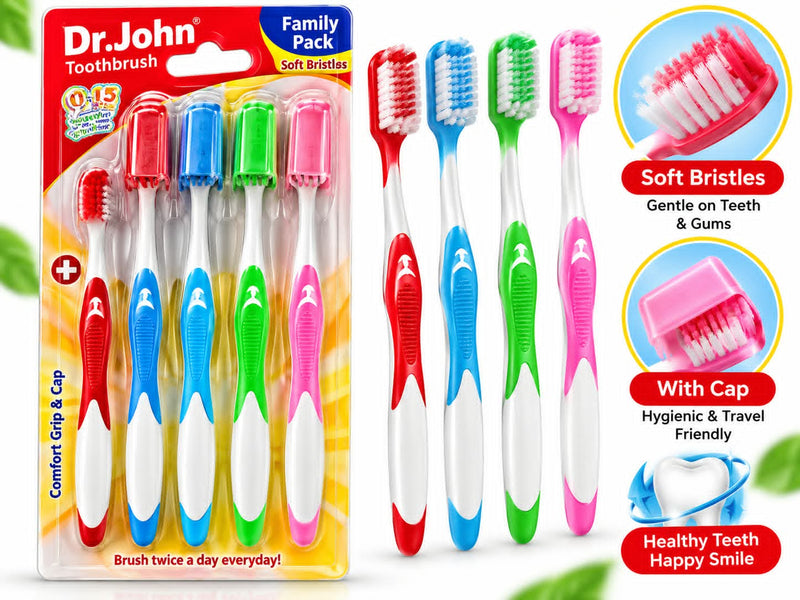 Dr. John Soft Bristle Toothbrush Family Pack